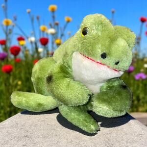 Dakin Spotted Frog Plush Stuffed Animal 1976 Green Nursery Decor 10" Vintage